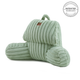 Front view of Striped Faux Fur Backrest Reading Pillow in a white background#color_Sage Green