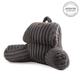 Front view of Striped Faux Fur Backrest Reading Pillow in a white background#color_Grey