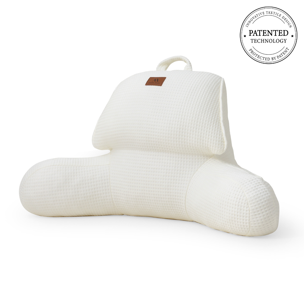 SnugCozy Premium Cooling Waffle Backrest Reading Pillow - Ivory