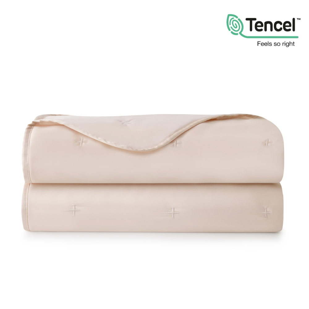 Folded Snuggle Sac Luxurious Tencel™ Lyocell Cooling Comforter#color_Champagne
