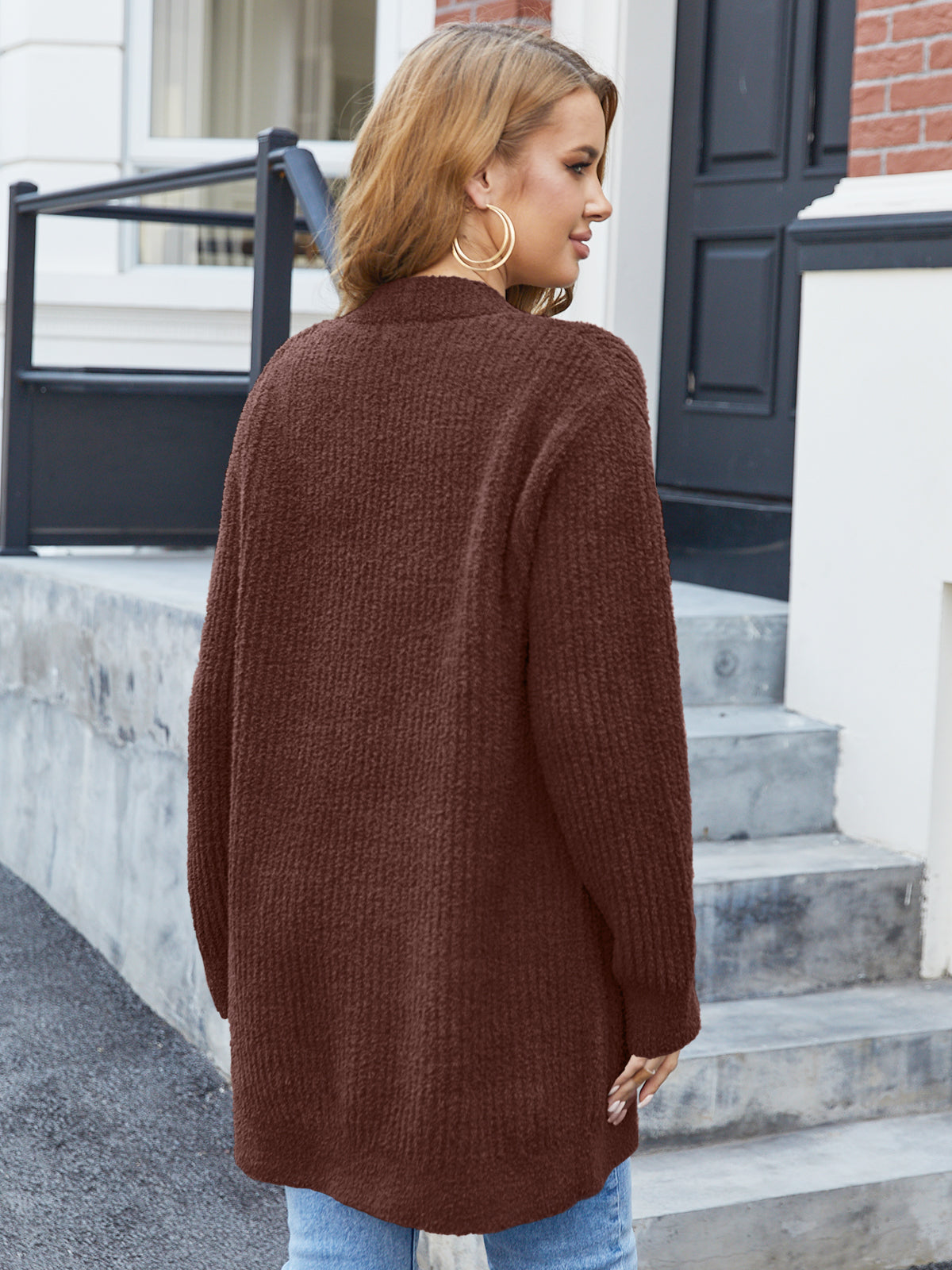 SnugChic Women Cardigan Sweaters with Pocket - Christmas Red