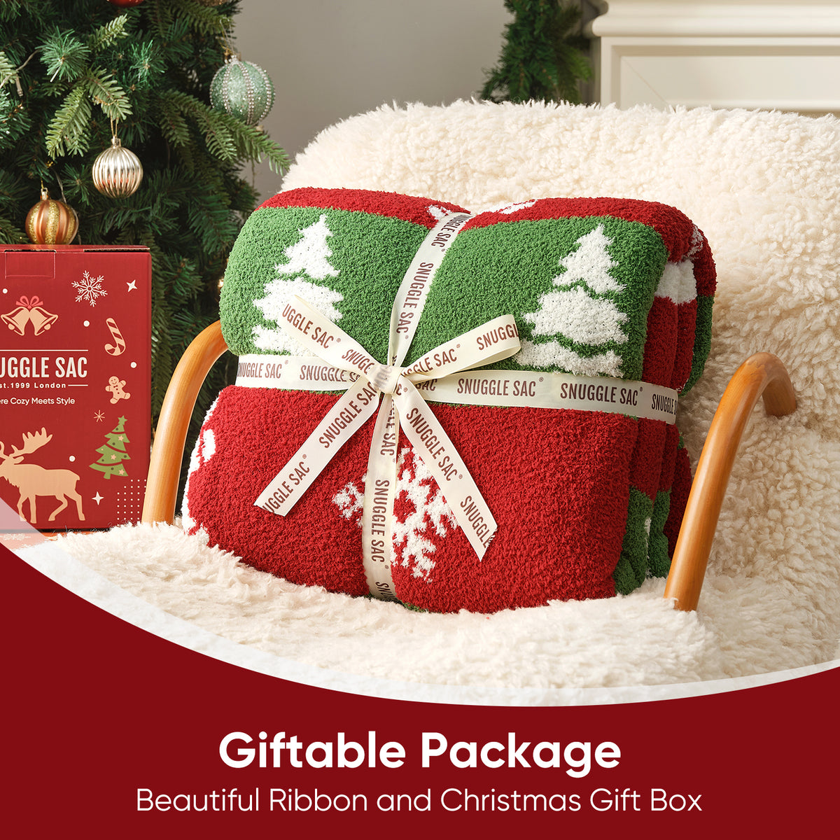 MochiSoft™ Reversible Striped Gingerbread Man Blanket