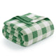 Folded Green and white checkered blanket on the white background  #color_Green