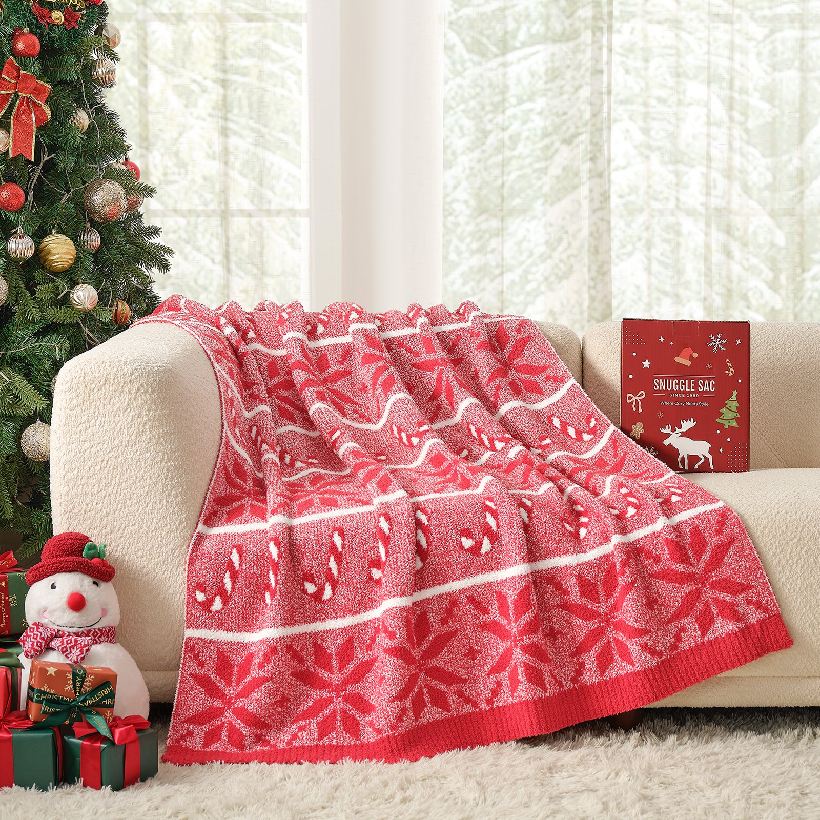 Reversible Christmas Snowflake Throw Blanket