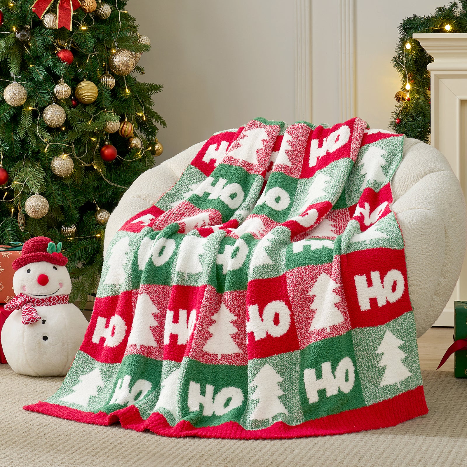 Christmas Red Green Checkered Throw Blanket