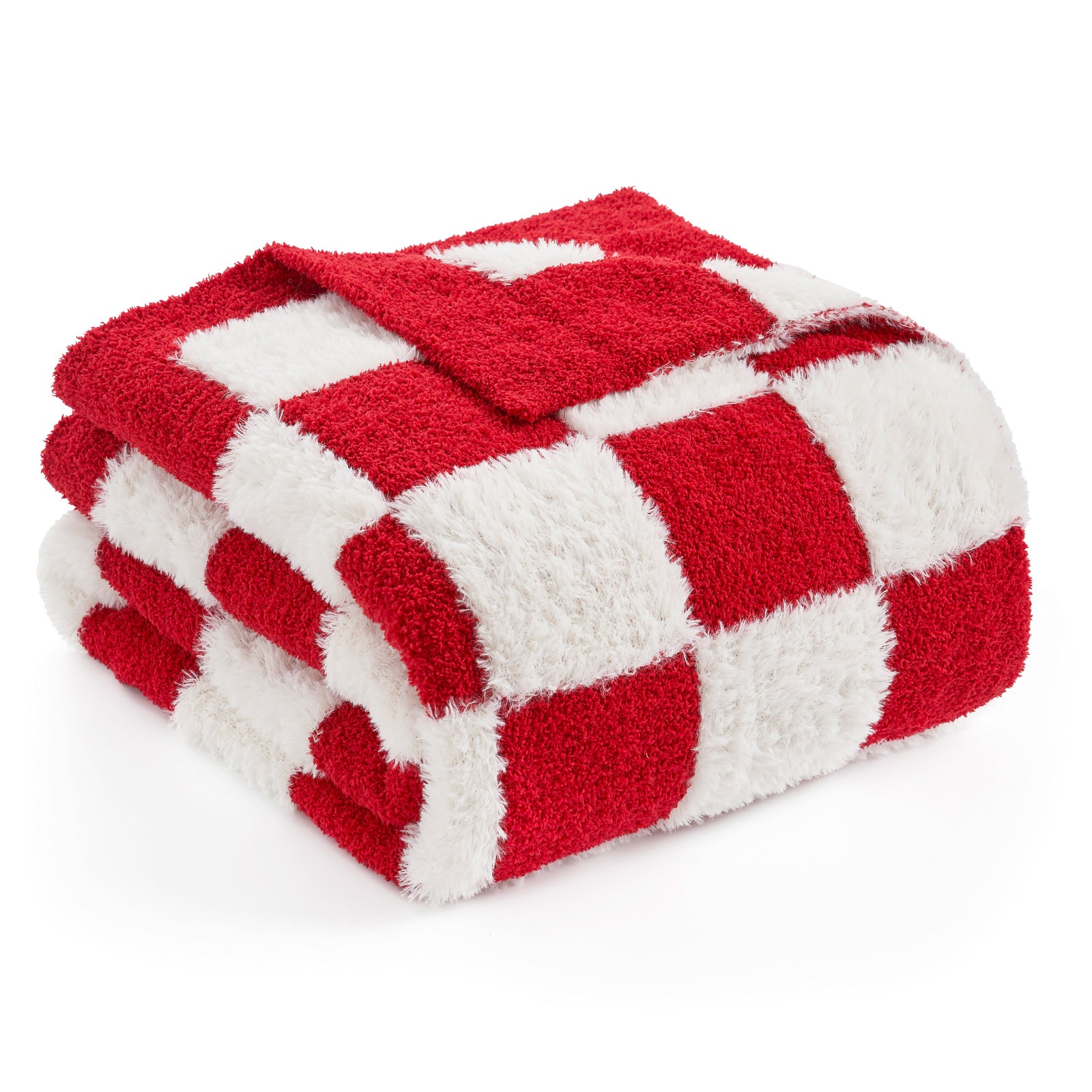 Checkered Faux Fur Microfiber Blanket