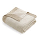 Snuggle Sac two tone honeycomb chenille knit throw blanket in Khaki and White folded front view #color_Khaki