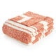Folded Striped Feather Yarn Knit Throw Blanket#Color_Orange