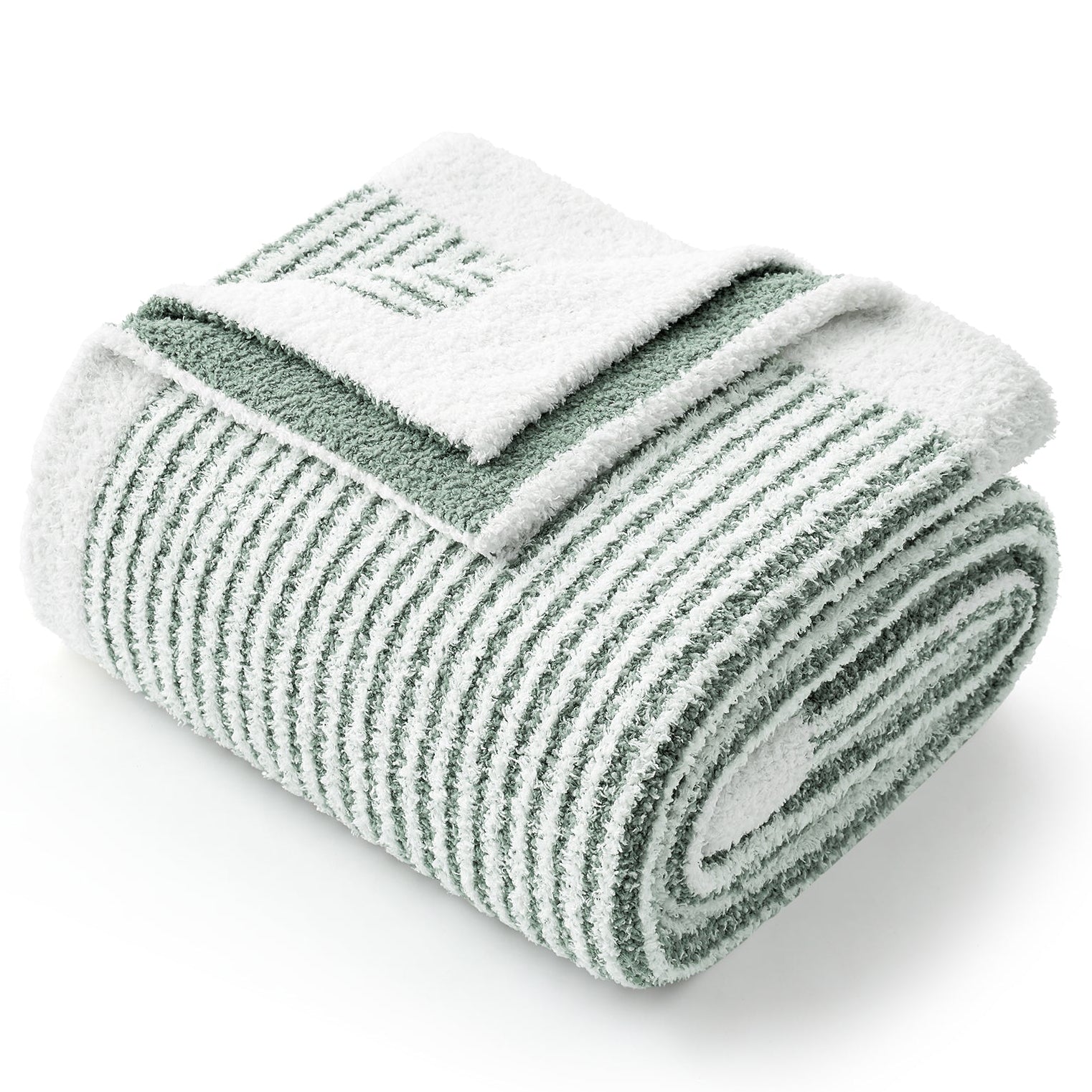 Rolled-up towel with a brand logo on a white background #color_Green/Cream