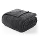 Folded Checkered Faux Fur Microfiber Blanket - #Color_Solid Dark Grey