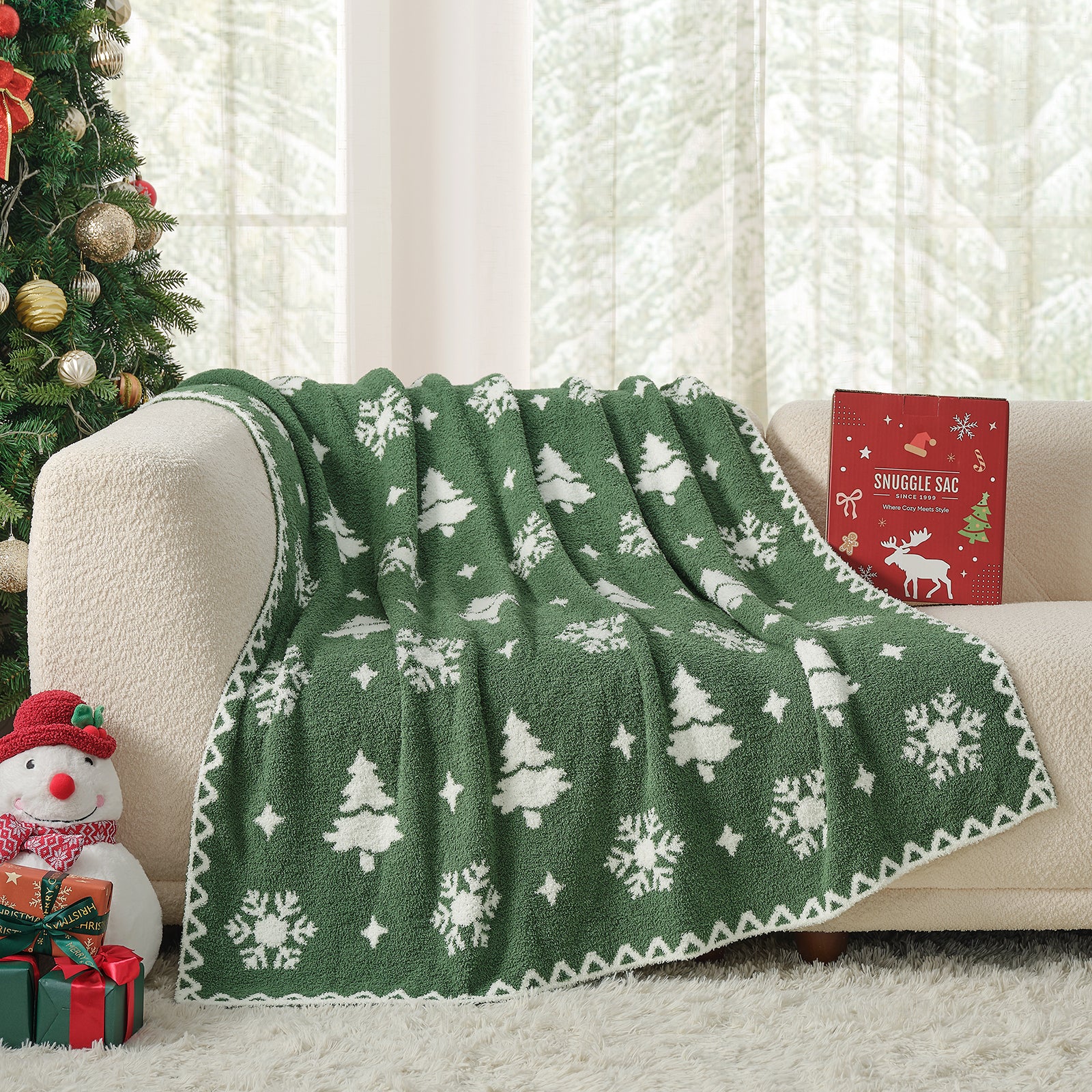 Reversible Fairy Isle Christmas Tree Throw Blanket