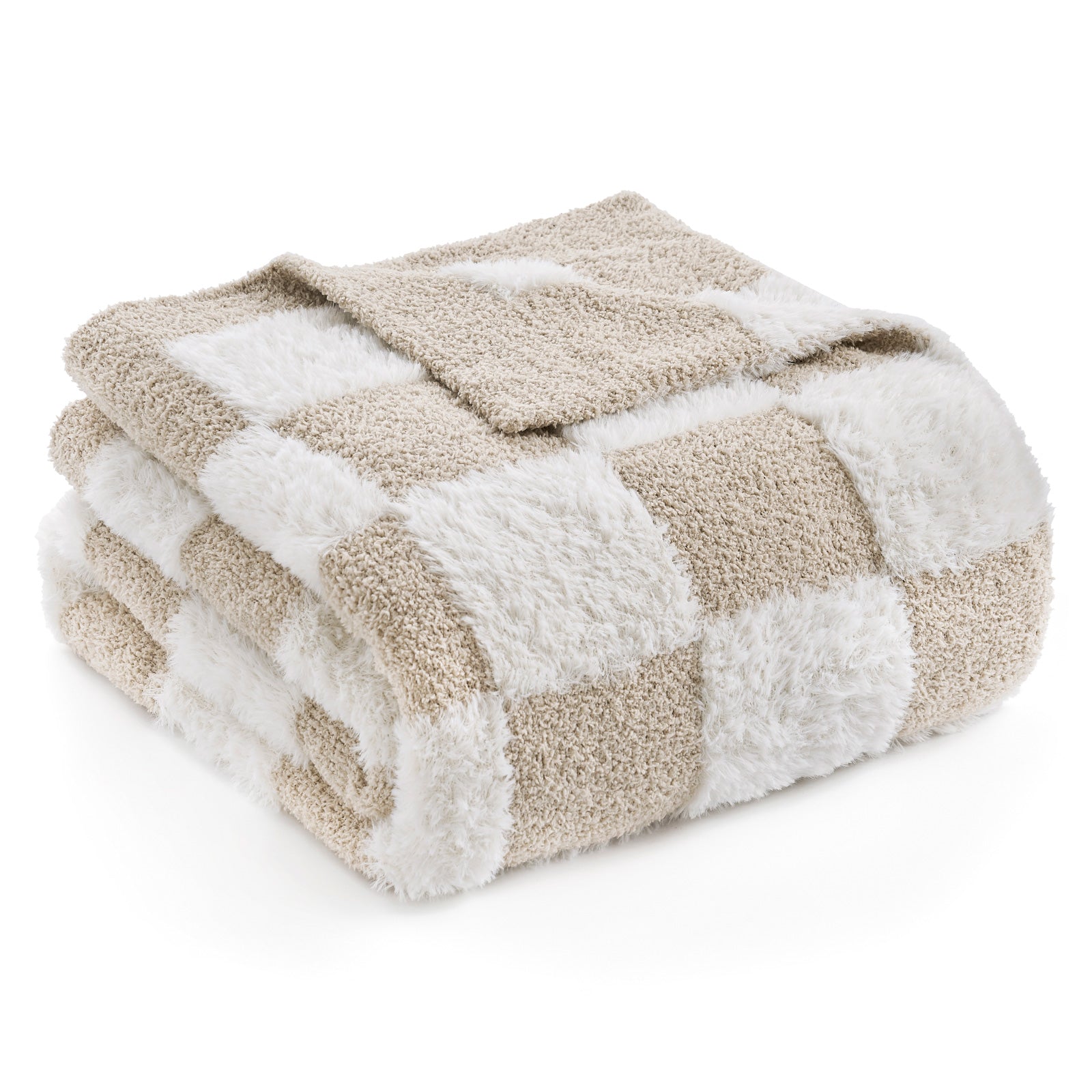 Checkered Faux Fur Microfiber Blanket