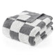 Folded UltraCozy Checkered Feather Yarn Knit Throw Blanket#Color_Grey White