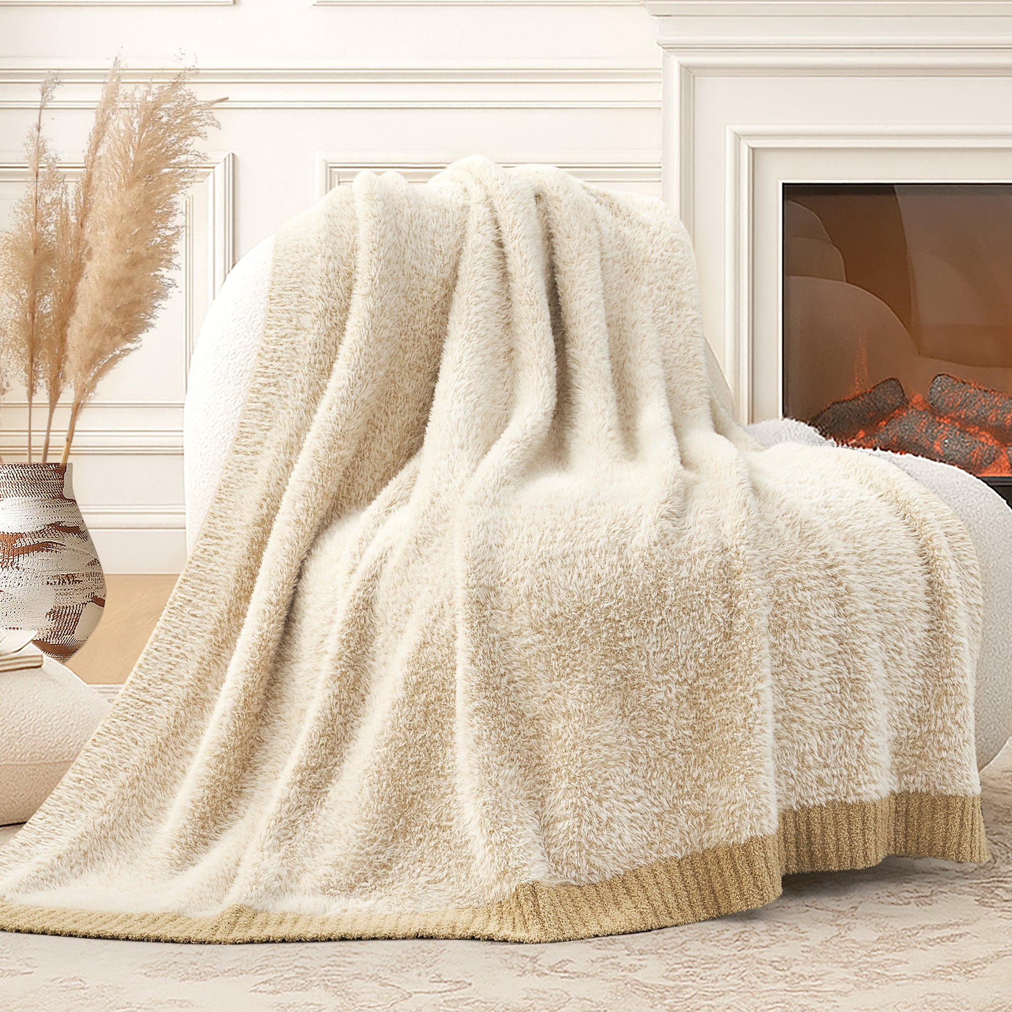 SnugCozy Ultrasoft Faux Fur Knit Throw Blanket