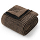 Folded brown and black textured blanket on a white background #color_Brown/Black