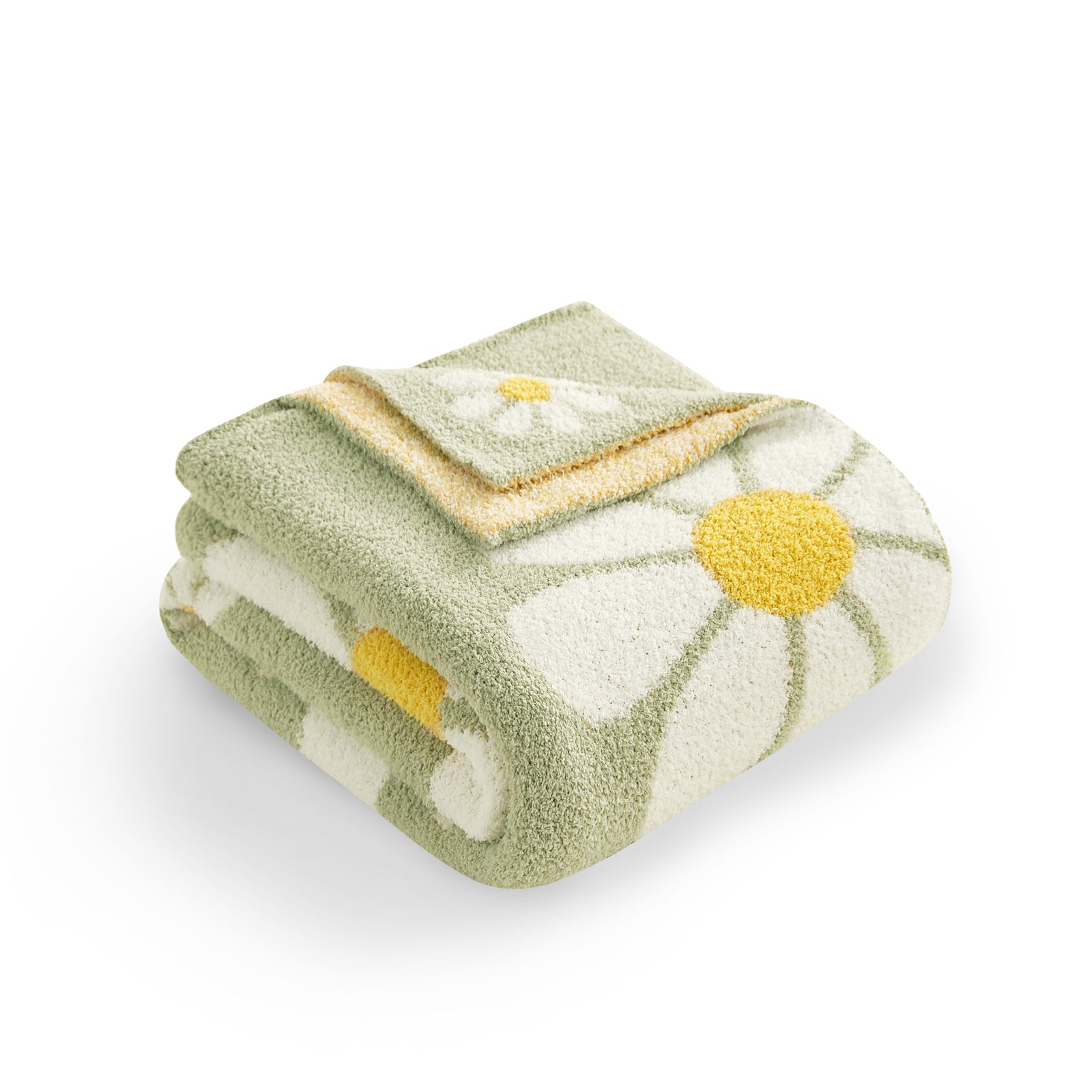 SnugCozy Spring Floral Feather Yarn Knit Throw Blanket