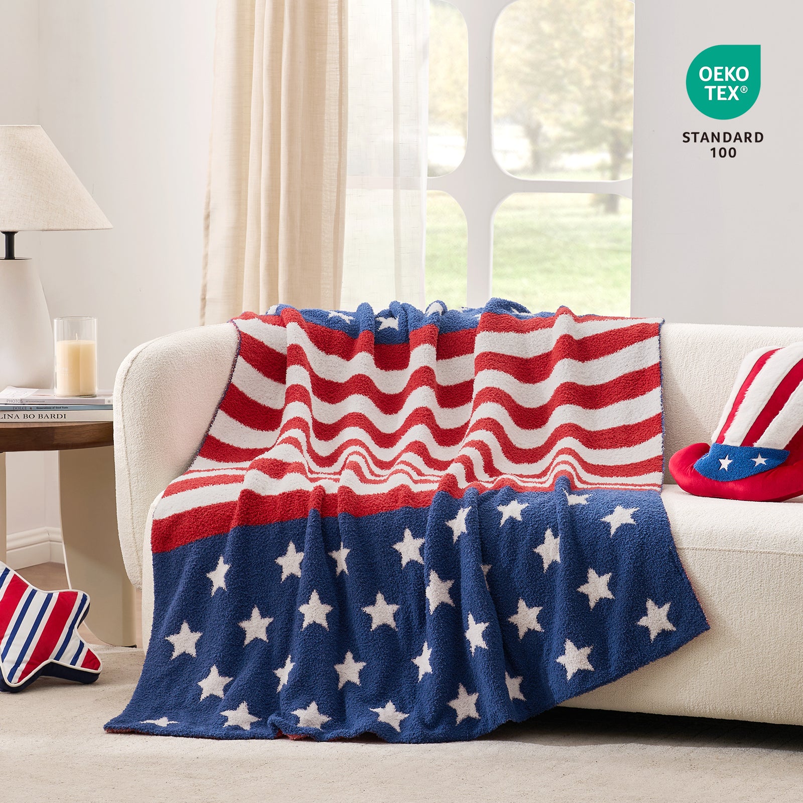SnugCozy Independent Day Feather Yarn Throw Blanket