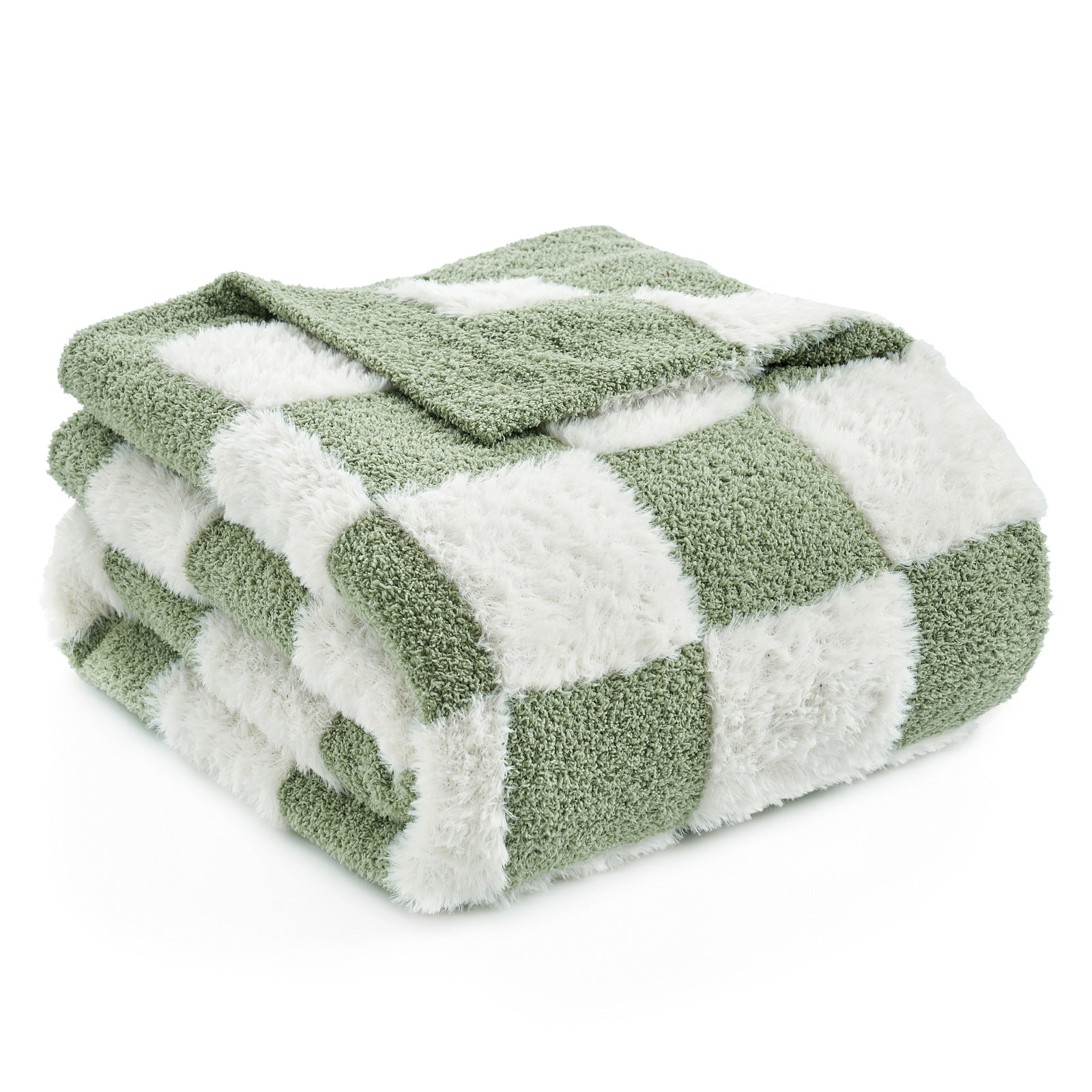 Checkered Faux Fur Microfiber Blanket