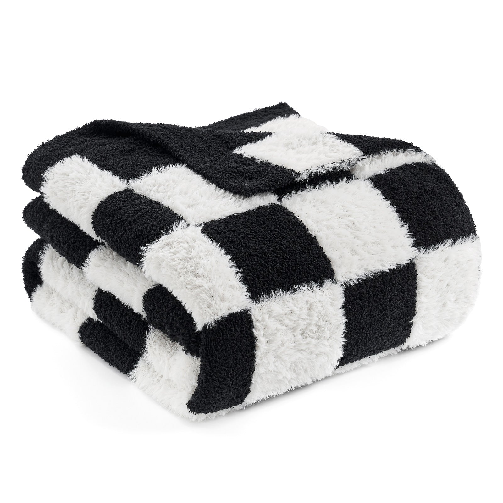 Checkered Faux Fur Microfiber Blanket