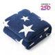 Folded Snuggle Sacs Reversible Star Feather Yarn Knit Throw Blanket#color_Royal_Heather_Blue