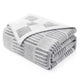 Folded Snuggle Sacs Reversible Heather Checkered Feather Yarn Knit Throw Blanket#Color_Heather Grey
