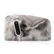 Snuggle Sac bubble faux fur electric blanket in Tie-dye Taupe folded with controller front view #color_Tie-dye Taupe