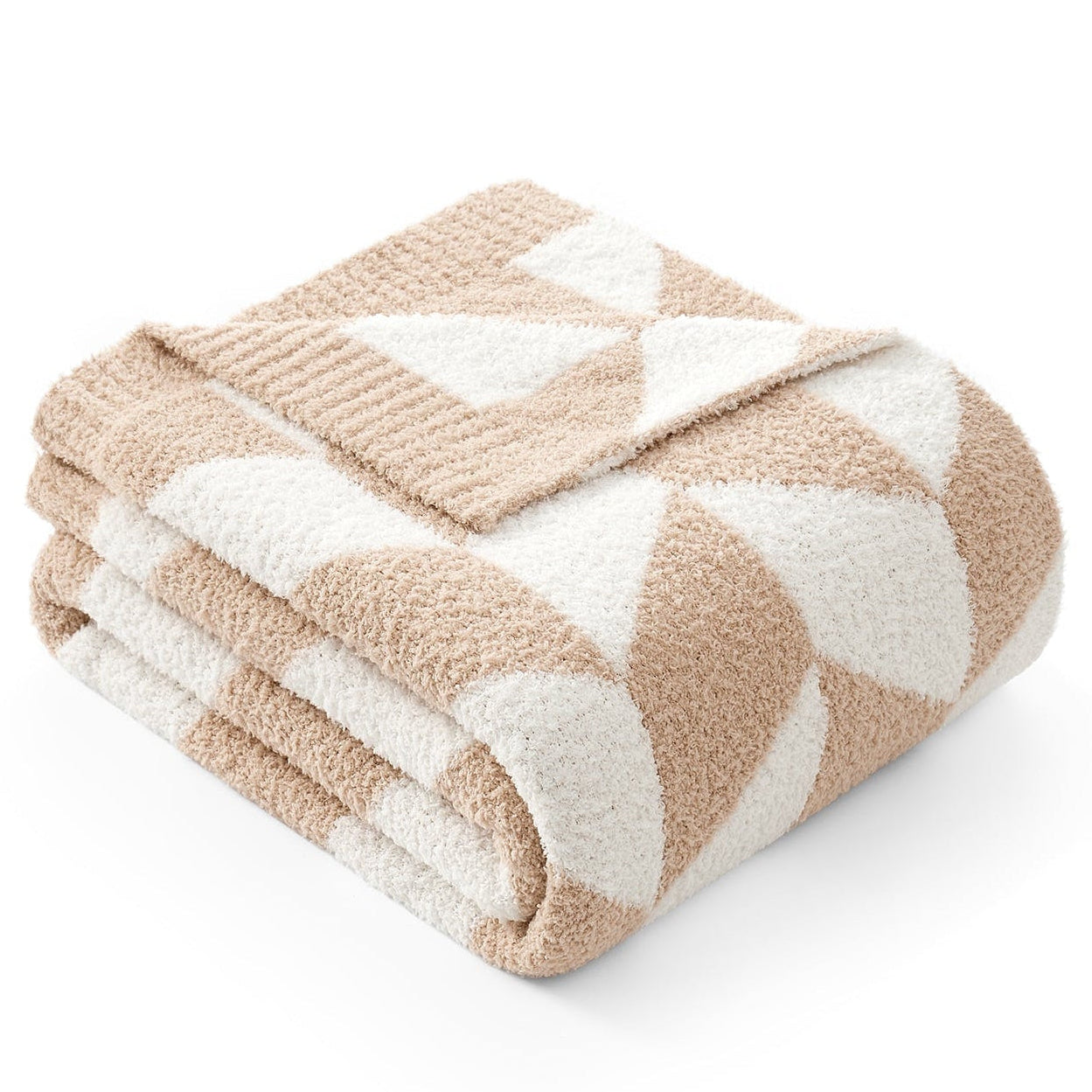 SnugCozy Chevron Feather Yarn Knit Throw Blanket- Sage Green