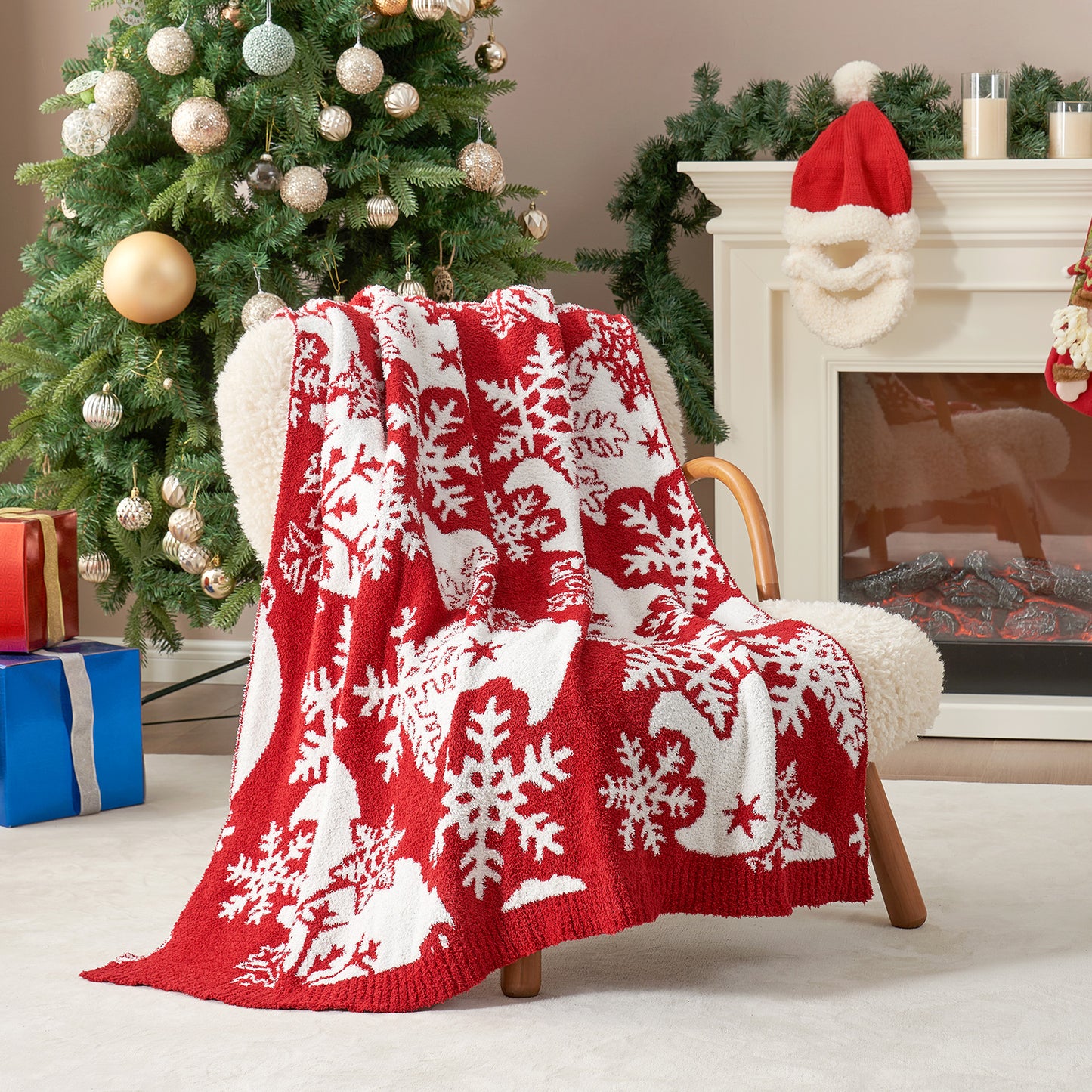 Christmas Red Candy Cane Blanket-Throw 50"x 60"