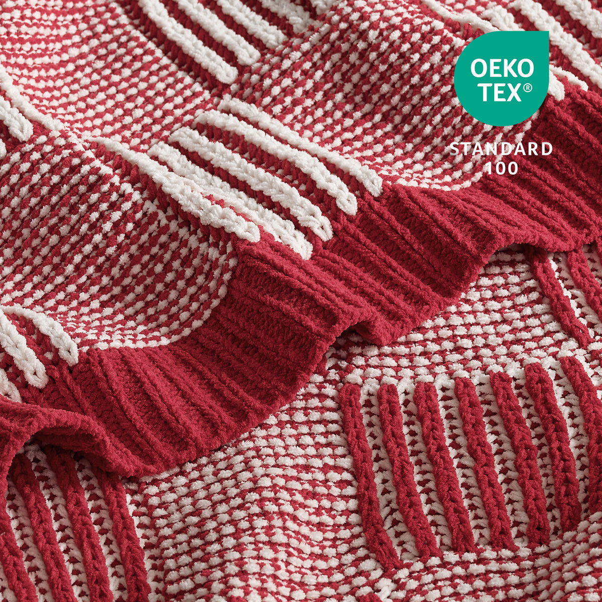 SnugCozy Two-Tone Checkered Chenille Knit Throw Blanket
