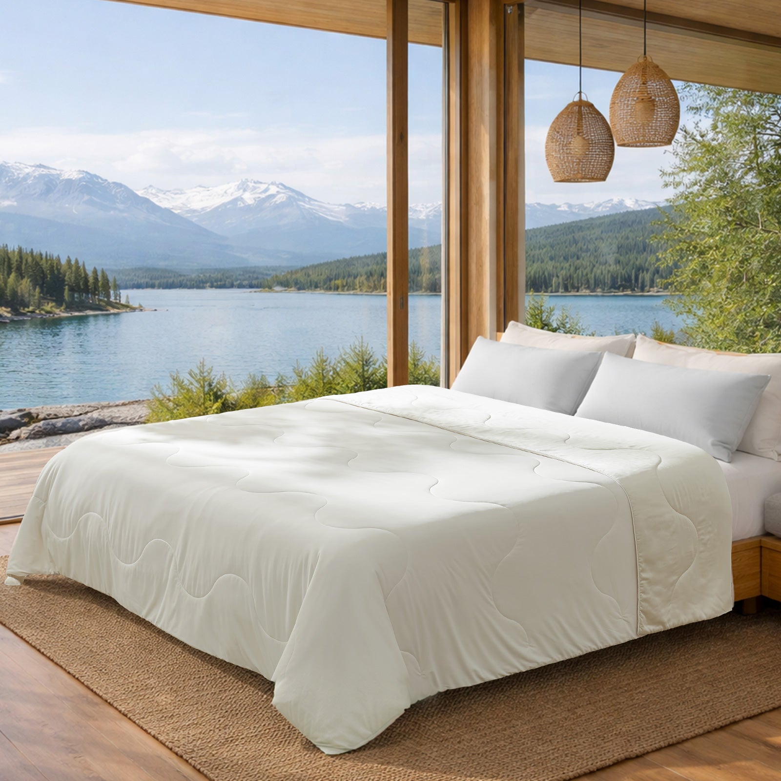 breathable cooling comforter#Color_Snow Ivory