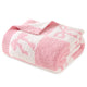 Folded Snuggle Sacs Reversible Checkered Bow Feather Yarn Knit Throw Blanket#color_Pink_Bow