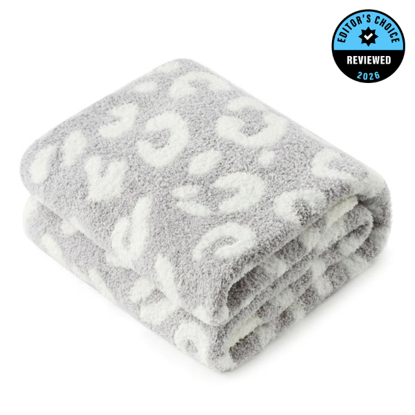 Grey Leopard Knit Throw Blanket | Snuggle Sac