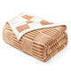 Folded Snuggle Sacs Reversible Heather Checkered Feather Yarn Knit Throw Blanket#Color_Heather Orange