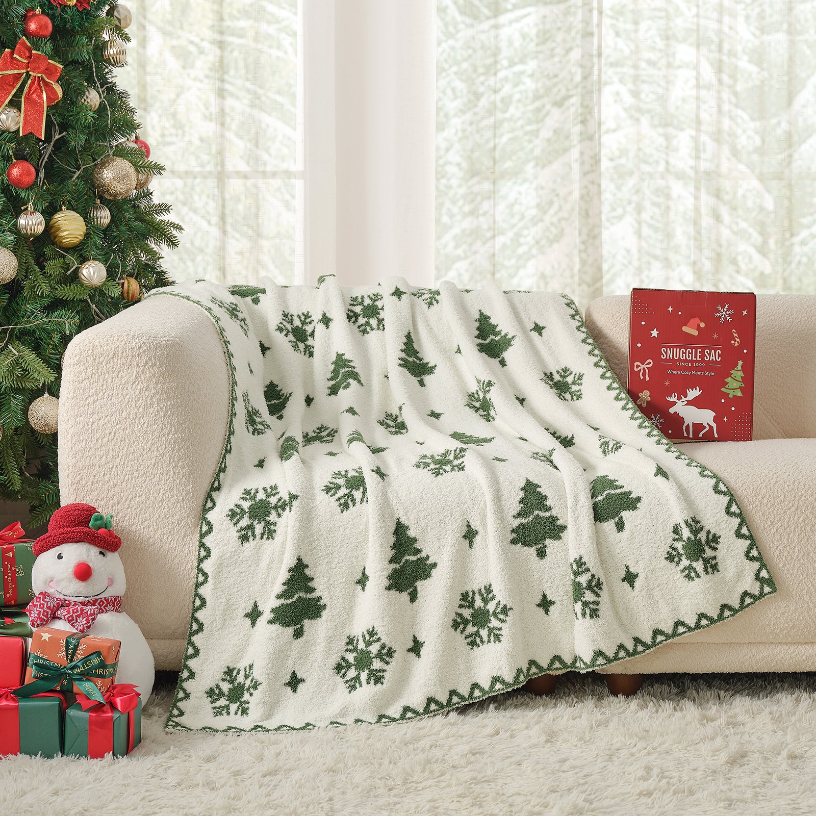 Reversible Fairy Isle Christmas Tree Throw Blanket