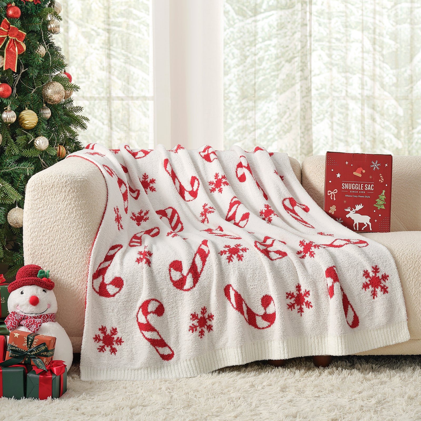 Reversible Fairy Isle Sugarcane Christmas Throw Blanket