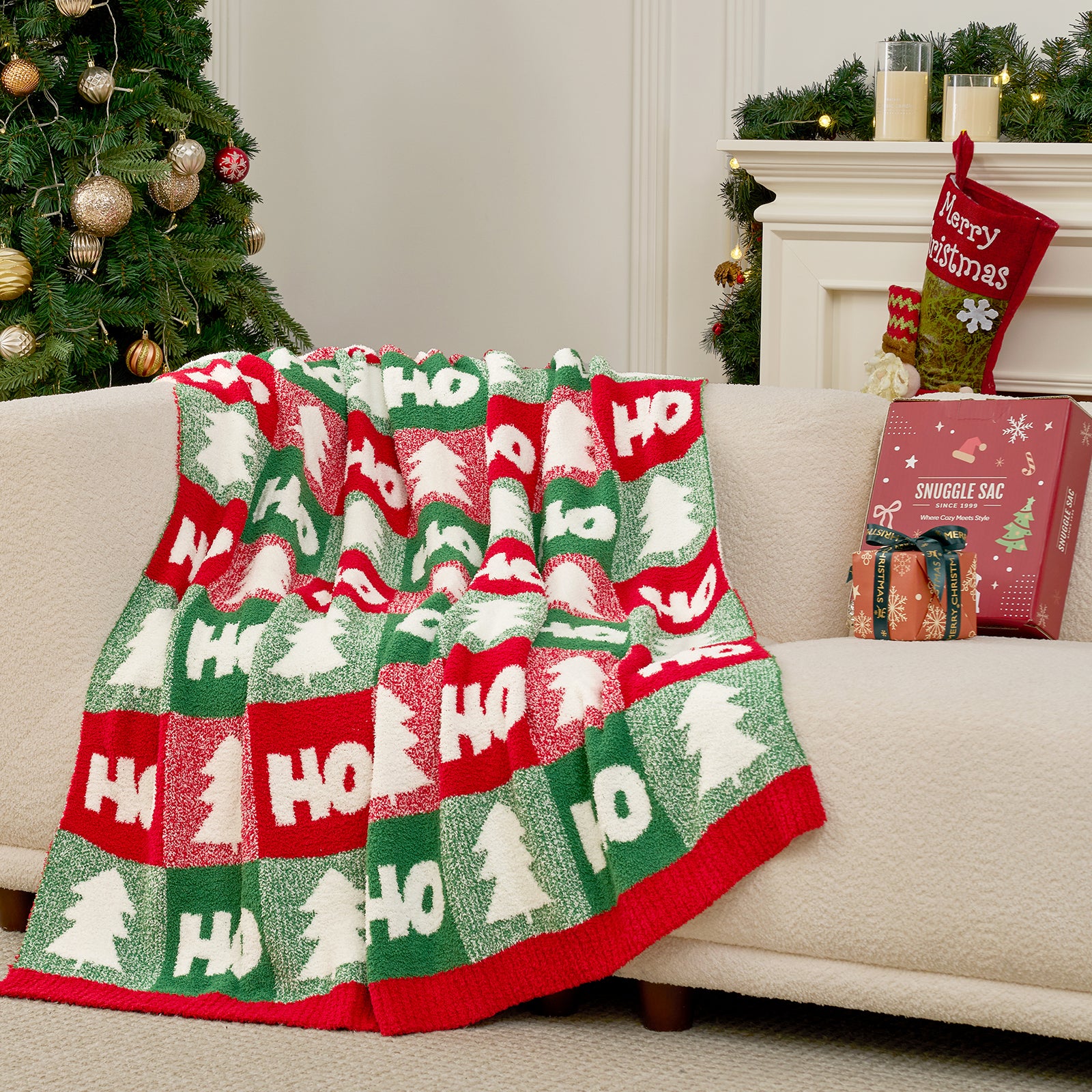 Christmas Red Green Checkered Throw Blanket
