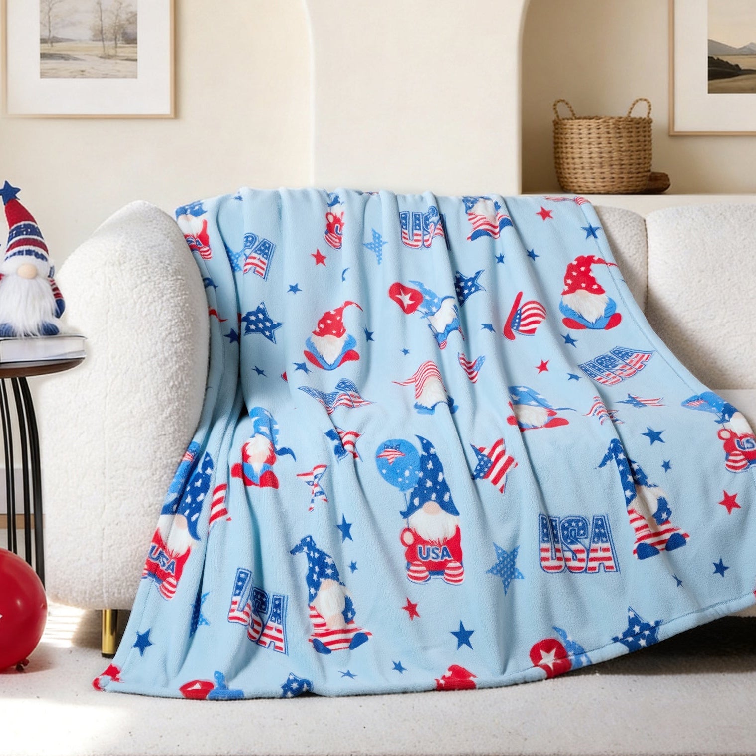Snuggle Sac Milky Plush Throw Blanket front view #color_Blue