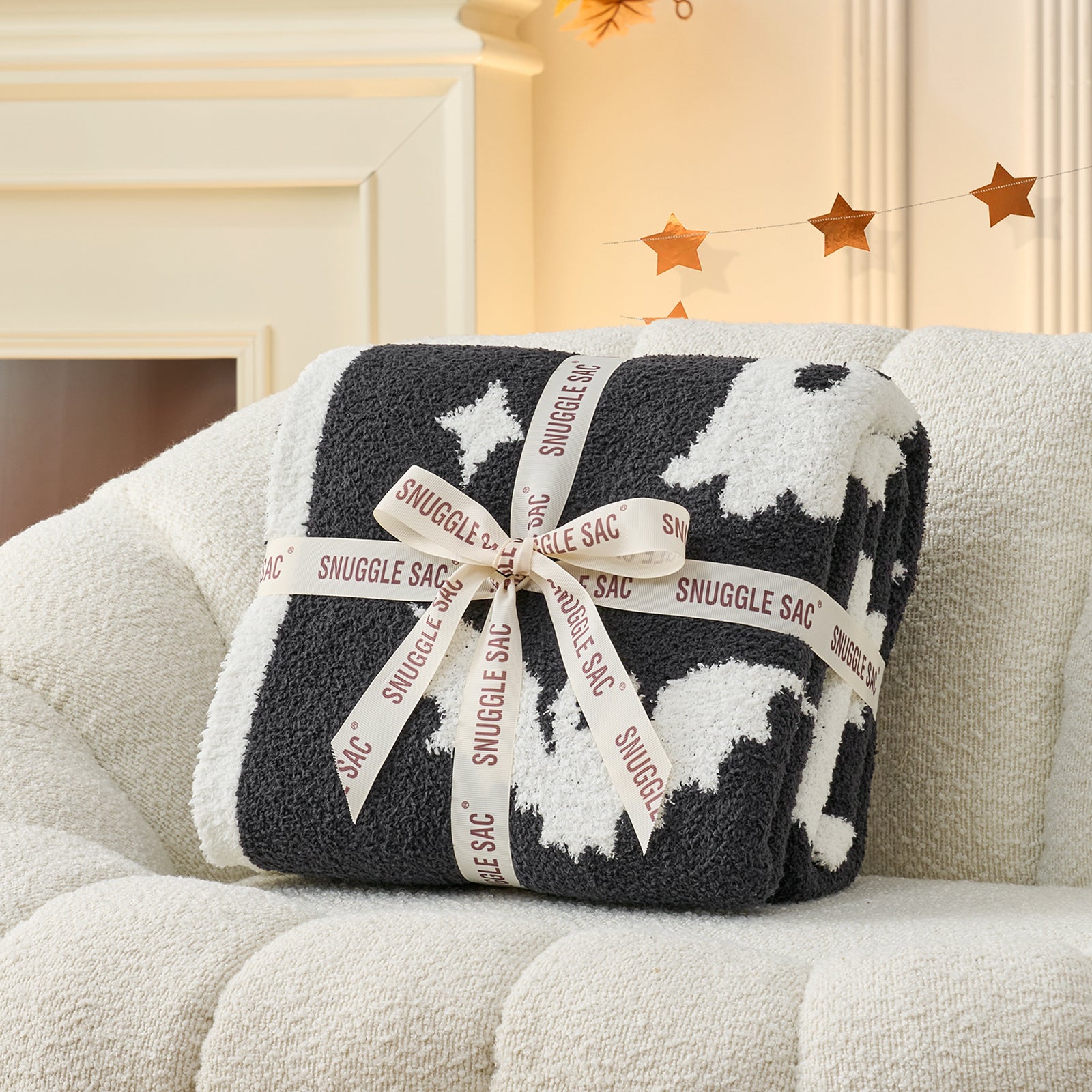 Reversible black ghost Throw Blanket