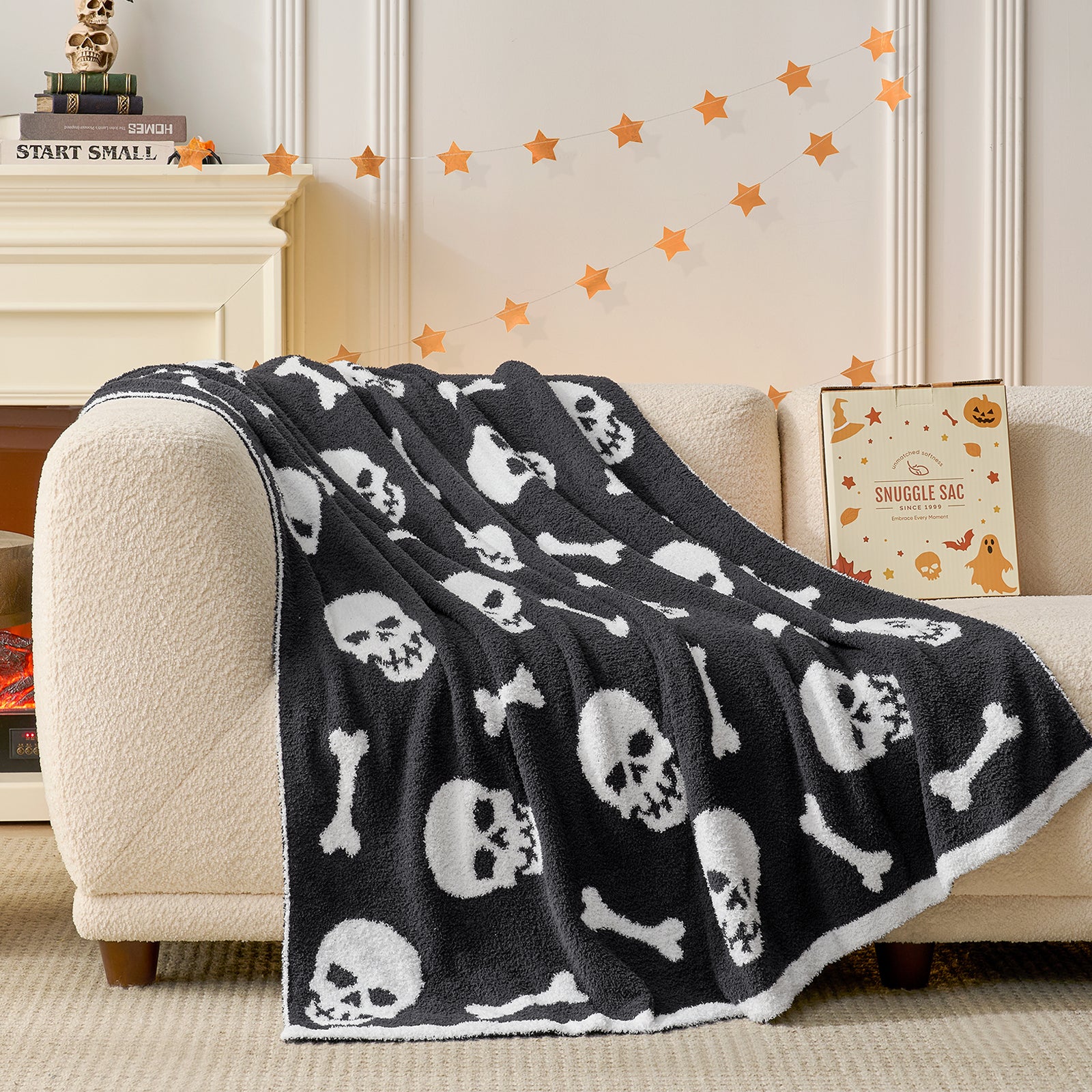 Halloween Skull Bones Throw Blanket