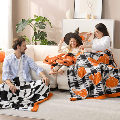 Halloween Checkered Bat Blanket-Throw 50"x60"