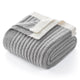 Folded Snuggle Sac UltraSoft Ribbed Feather Yarn Knit Throw Blanket#Color_Grey