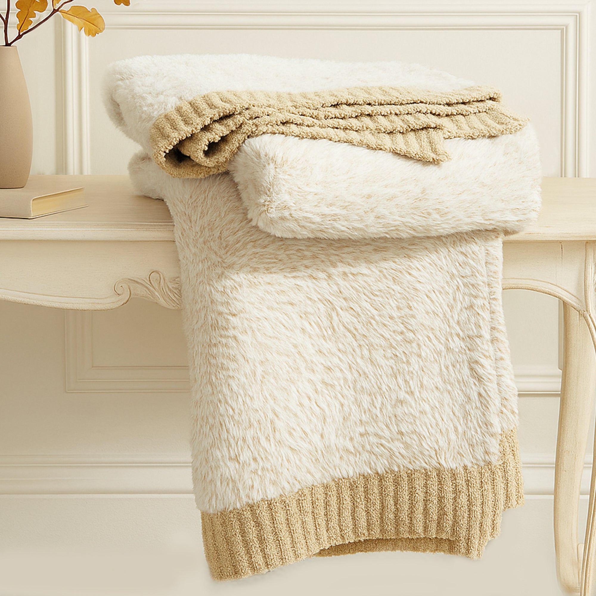 SnugCozy Ultrasoft Faux Fur Knit Throw Blanket
