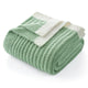 Folded Snuggle Sac UltraSoft Ribbed Feather Yarn Knit Throw Blanket#Color_Sage Green