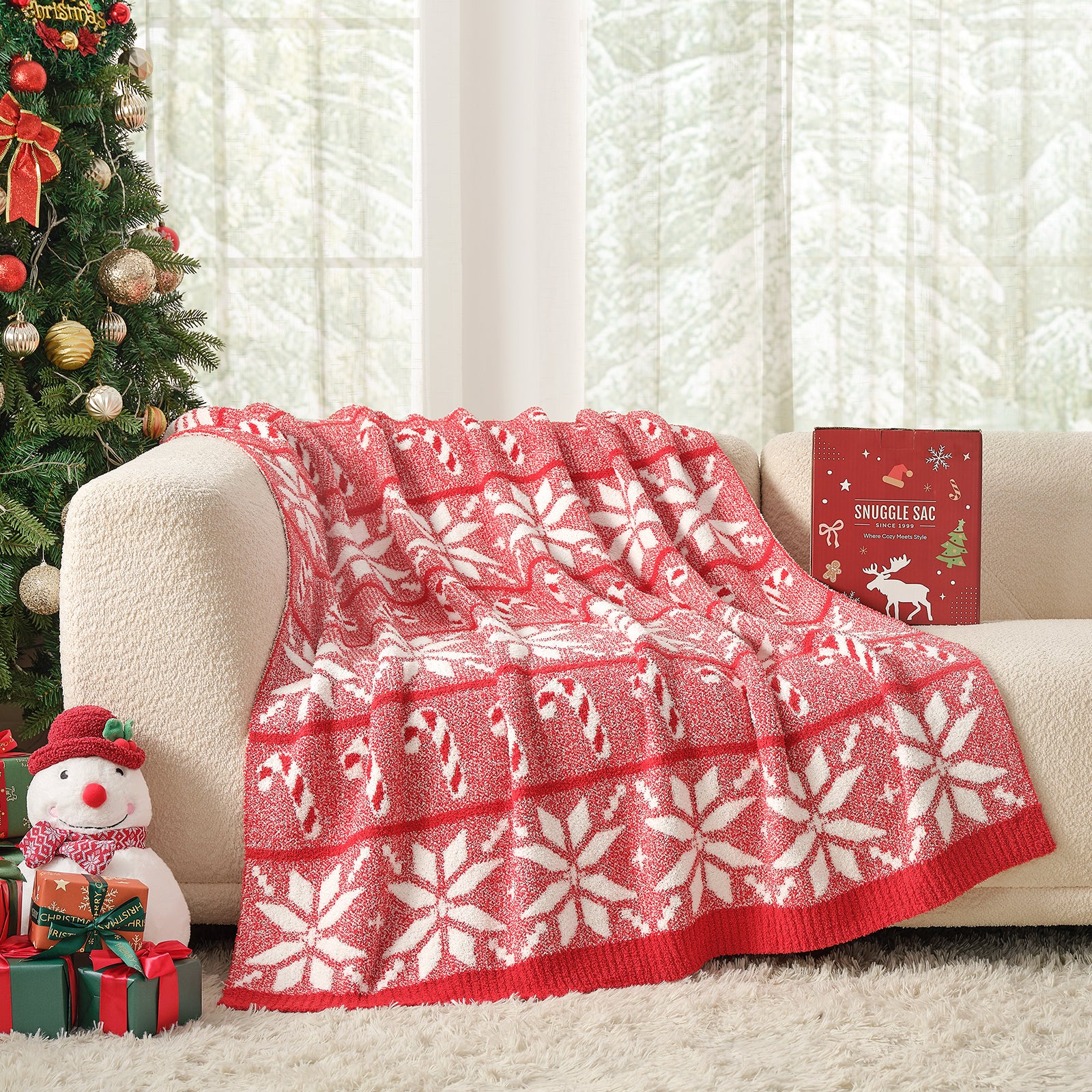 Reversible Christmas Snowflake Throw Blanket