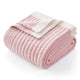 Folded Snuggle Sac UltraSoft Ribbed Feather Yarn Knit Throw Blanket#Color_Pink
