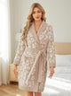 Snuggle Sac women robe with pockets in Beige, full body front view showcasing soft fabric and relaxed fit #color_Beige