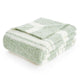 Folded Striped Feather Yarn Knit Throw Blanket#Color_Sage Green