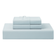 Folded blue Snuggle Sac fitted sheet and pillowcase set on a white background#color_Blue