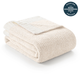 Snuggle Sac Heather Feather Yarn Ivory Knit Throw Blanket front view #Color_Ivory