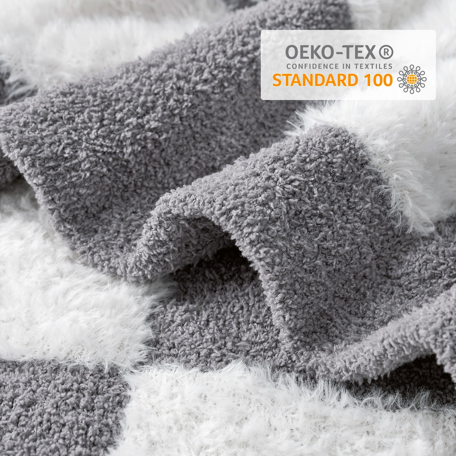 SnugCozy UltraCozy Checkered Knit Feather Yarn Throw Blanket